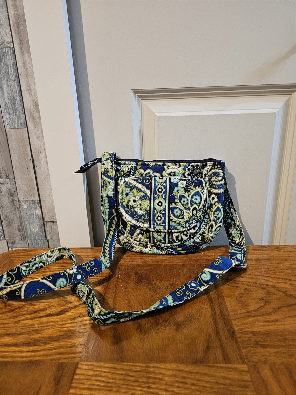 Vera Bradley Quilted Navy & Lime Floral Crossbody Bag